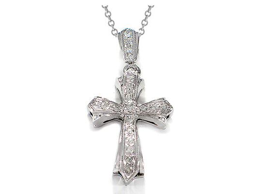 .35 Carat 14k White Gold Diamond Cross Pendant - CR01009