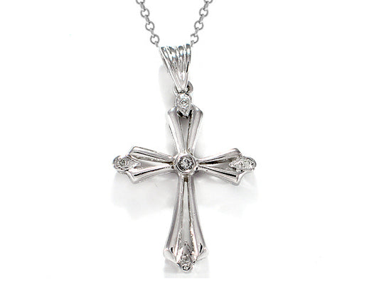 .10 Carat 14k White Gold Diamond Cross Pendant - CR01010