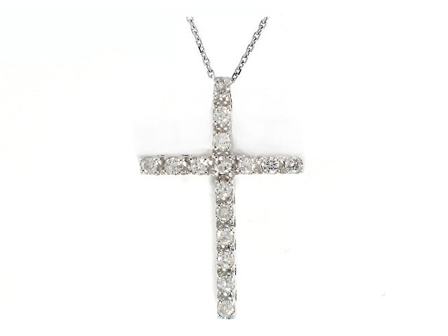 .30 Carat 18k White Gold Diamond Cross Pendant - CR01012