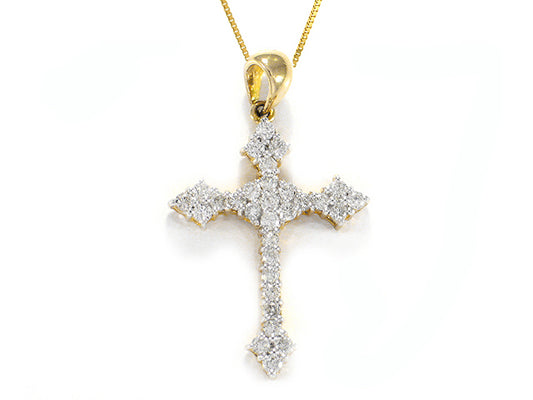 .60 Carat 14k Yellow Gold Diamond Cross Pendant - CR01017