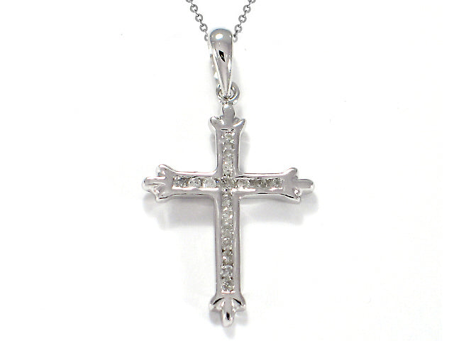 .10 Carat 14k White Gold Diamond Cross Pendant - CR01024