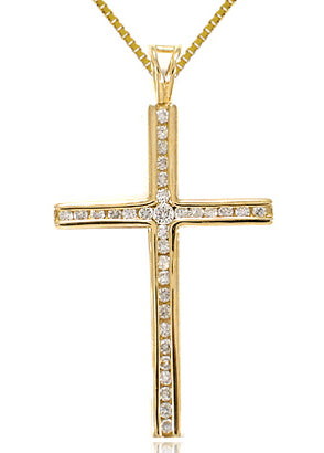 .55 Carat 14k Yellow Gold Diamond Cross Pendant - CR01039