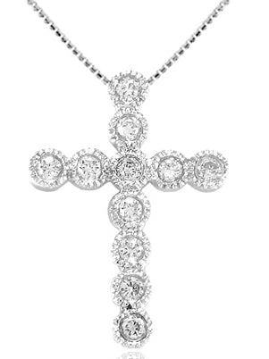 .15 Carat 14k White Gold Diamond Cross Pendant - CR01042