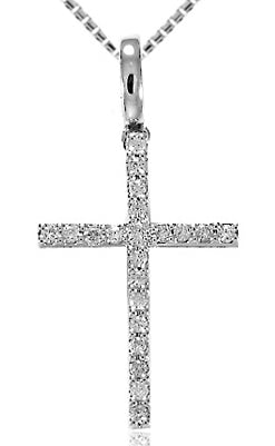.25 Carat 14k White Gold Diamond Cross Pendant - CR01045