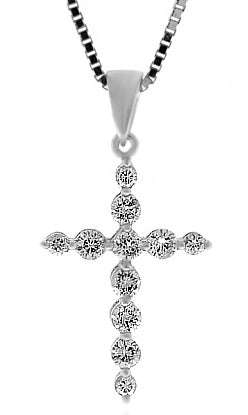 .38 Carat 14k White Gold Diamond Cross Pendant - CR01088