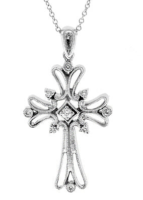 .25 Carat 14k White Gold Diamond Cross Pendant - CR01106