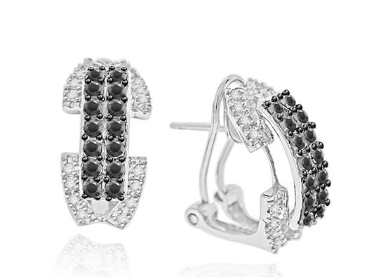 1.32 Carat 14k White Gold Black Diamond Earrings - E01027