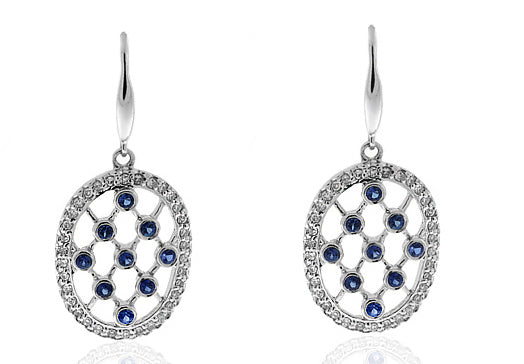 .88 Carat 14k White Gold Sapphire And Diamond Earrings - E01209