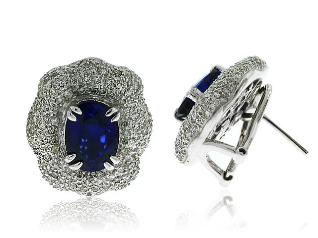 7.84 Carat 14k White Gold Ruby And Diamond Earrings - E01353