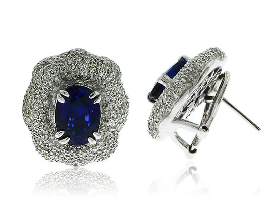 7.84 Carat 14k White Gold Ruby And Diamond Earrings - E01353