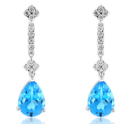 2.79 Carat 14k White Gold Topaz And Diamond Earrings - E01475