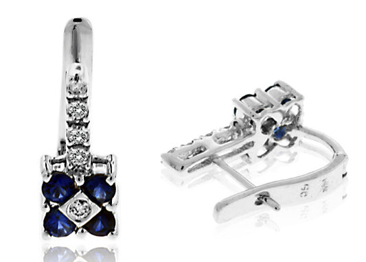 .95 Carat 14k White Gold Sapphire And Diamond Earrings - E01488