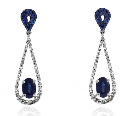 1.05 Carat 14k White Gold Sapphire And Diamond Earrings - E10562