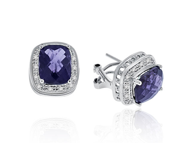 5.88 Carat 14k White Gold Amethyst And Diamond Earrings - E10600