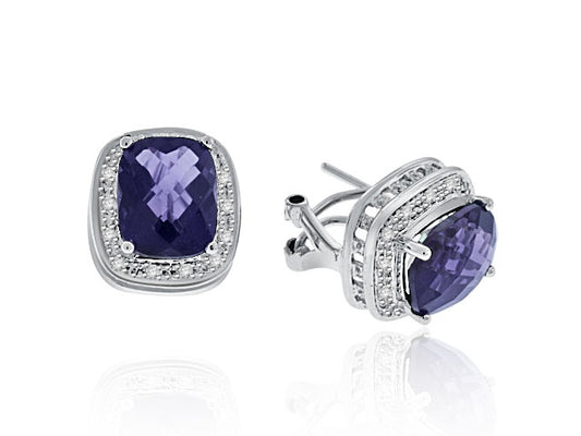5.88 Carat 14k White Gold Amethyst And Diamond Earrings - E10600