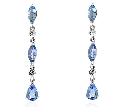 1.65 Carat 14k White Gold Tanzanite And Diamond Earrings - E10606
