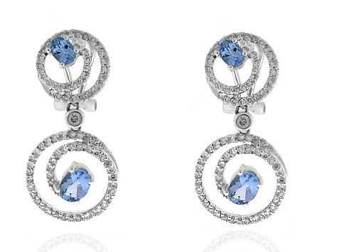 1.85 Carat 14k White Gold Topaz And Diamond Earrings - E10609