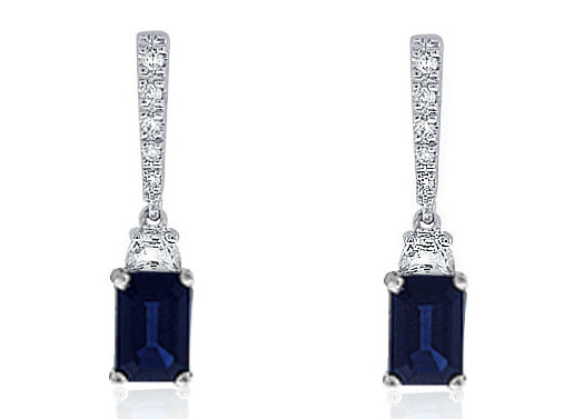 .85 Carat 14k White Gold Sapphire And Diamond Earrings - E10612