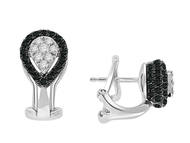 1.32 Carat 14k White Gold White And Black Diamond Earrings - E10677