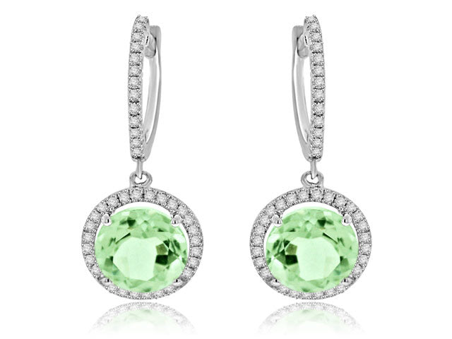 4.09 Carat 14k White Gold Amethyst And Diamond Earrings - E85