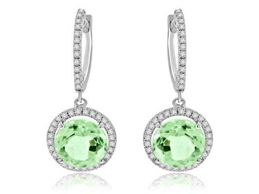 4.09 Carat 14k White Gold Amethyst And Diamond Earrings - E85