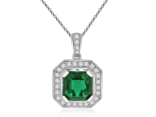 2.76 Carat 14k White Gold Peridot And Diamond Pendant - PEN0100
