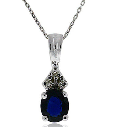 1.80 Carat 14k White Gold Sapphire And Diamond Pendant - PEN01022