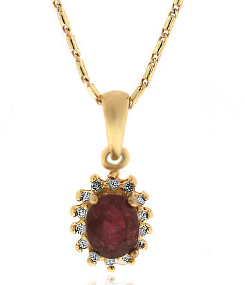 1.78 Carat 14k Yellow Gold Ruby And Diamond Pendant - PEN01028