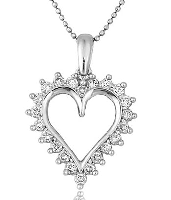 .80 Carat 14K White Gold Diamond Heart Pendant - PEN01066