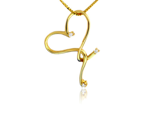 .25 Carat 14k Yellow Gold Diamond Heart Pendant - PEN01134