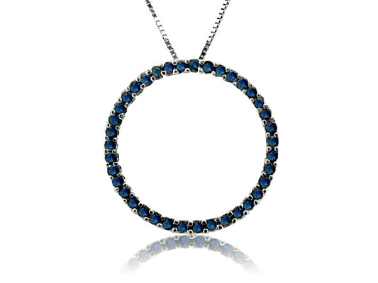 1.40 Carat 14k White Gold Blue Sapphire Pendant - PEN01195