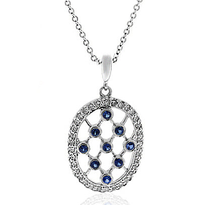 .50 Carat 14k White Gold Sapphire And Diamond Pendant - PEN01227