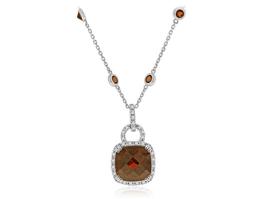 8.36 Carat 14k White Gold Garnet And Diamond Pendant - PEN110