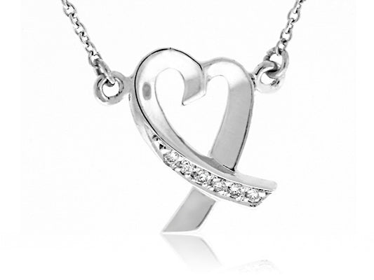 .10 Carat 14K White Gold Diamond Heart Pendant - PEN1257