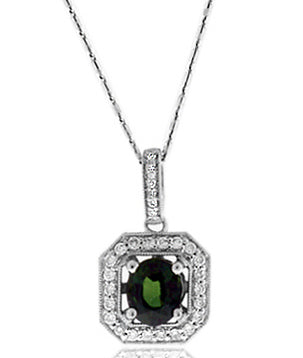 1.91 Carat 14k White Gold Sapphire And Diamond Pendant - PEN1349
