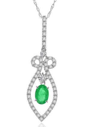 1.01 Carat 14k White Gold Emerald And Diamond Pendant - PEN135