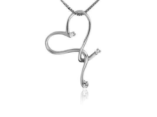 .25 Carat 14k White Gold Diamond Heart Pendant - PEN1394