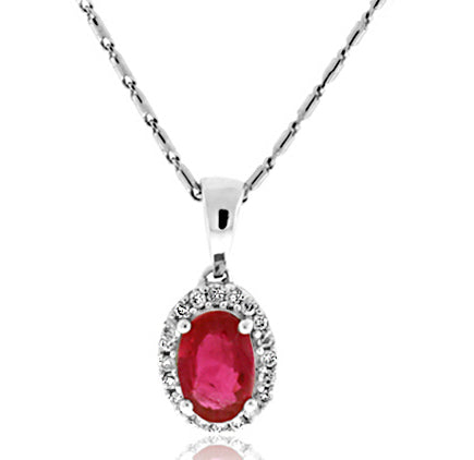 1.10 Carat 14k White Gold Ruby And Diamond Pendant - PEN1408