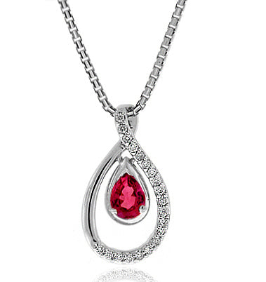 .55 Carat 14k White Gold Ruby And Diamond Pendant - PEN1456