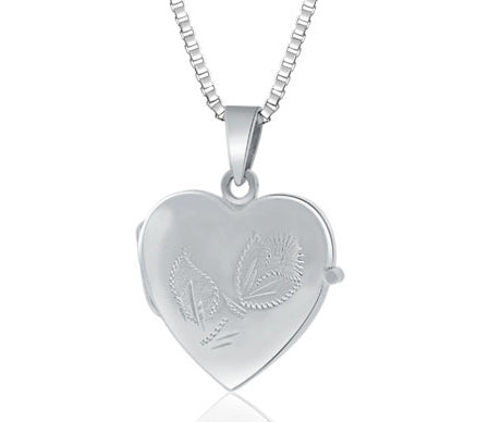 14k White Gold Heart Locket - PEN1460