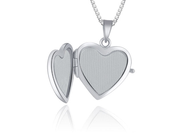 14k White Gold Heart Locket - PEN1460