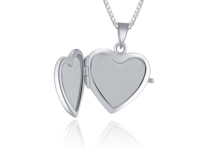 14k White Gold Heart Locket - PEN1460