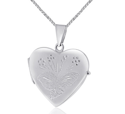 14k White Gold Heart Locket - PEN1461