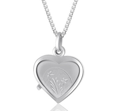 14k White Gold Heart Locket - PEN1462