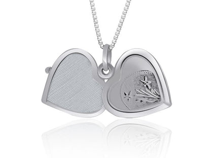 14k White Gold Heart Locket - PEN1462