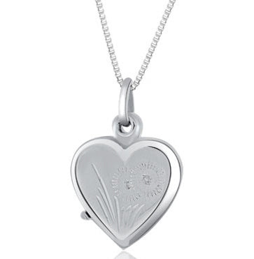 14k White Gold Heart Locket - PEN1464