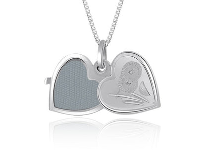 14k White Gold Heart Locket - PEN1464