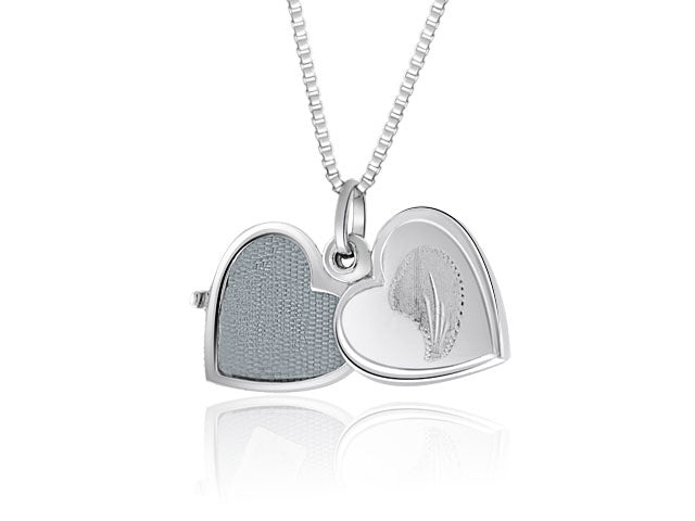14k White Gold Heart Locket - PEN1465