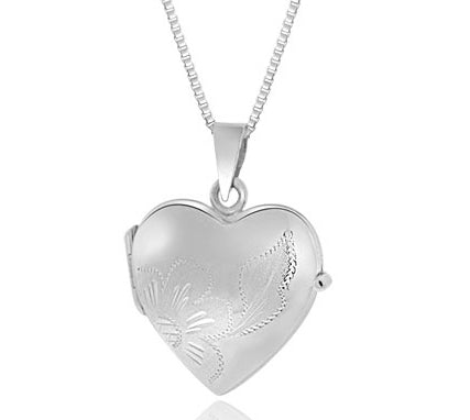14k White Gold Heart Locket - PEN1475
