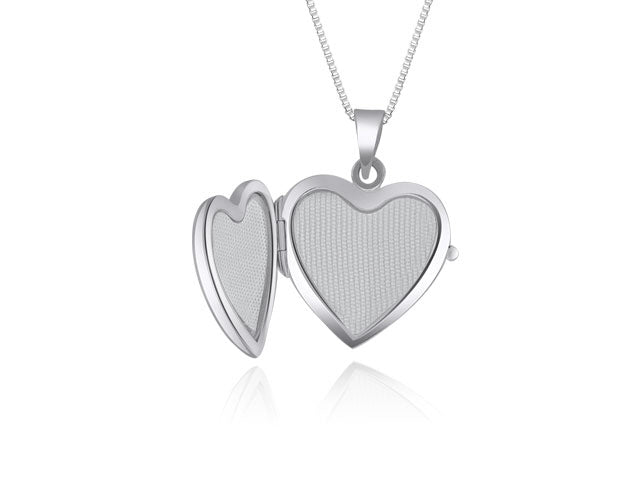 14k White Gold Heart Locket - PEN1475
